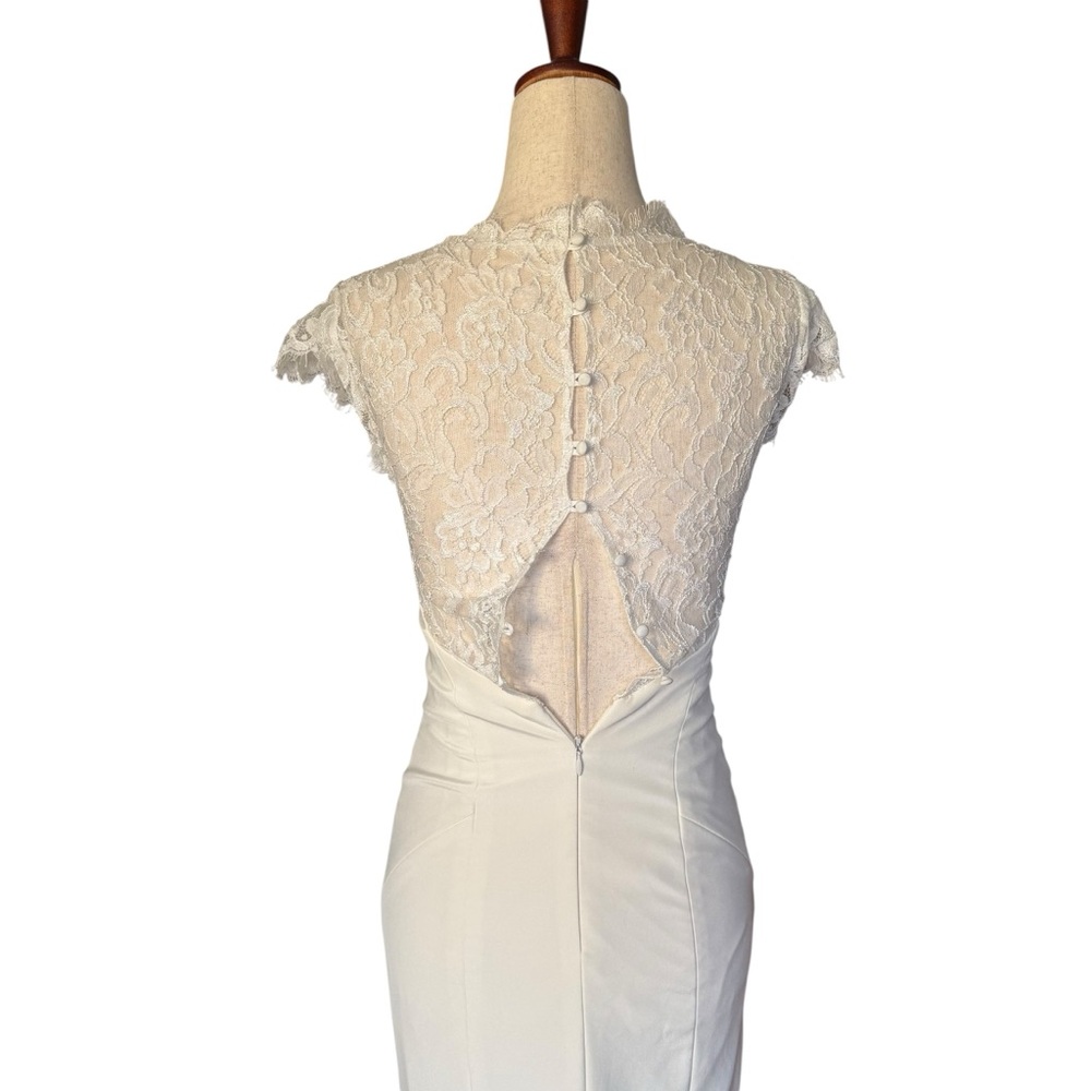 BHLDN Nicole Miller Gown Lauren Lace Back Bridal Wedding Gown Dress Train size 0 - Picture 11 of 16